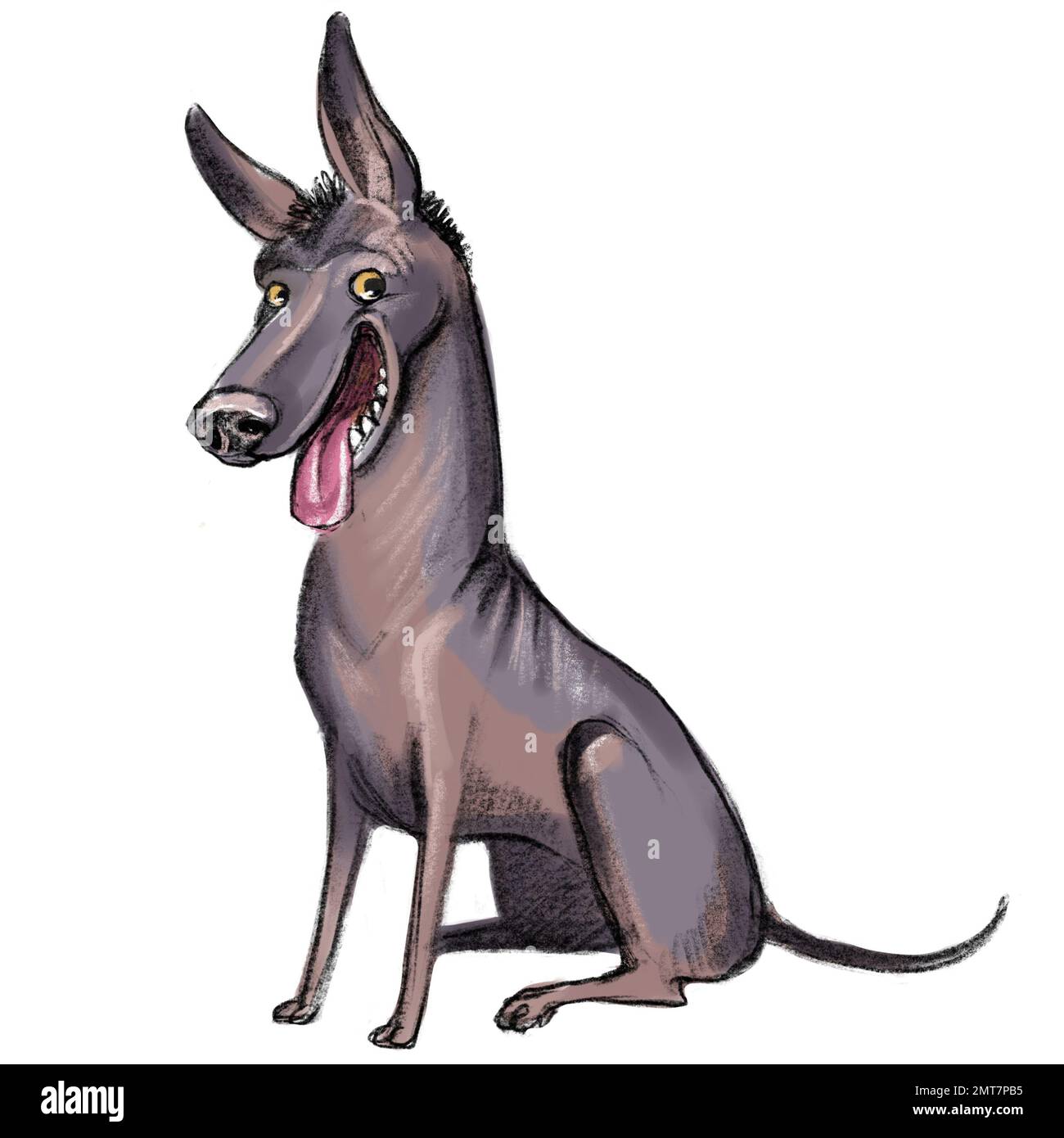 Lindo personaje de perro de dibujos animados divertido. Xoloitzcuintle  perro raza raster ilustración isolatwd sobre fondo blanco. Para impresión,  diseño, sublimación, pegatinas Fotografía de stock - Alamy