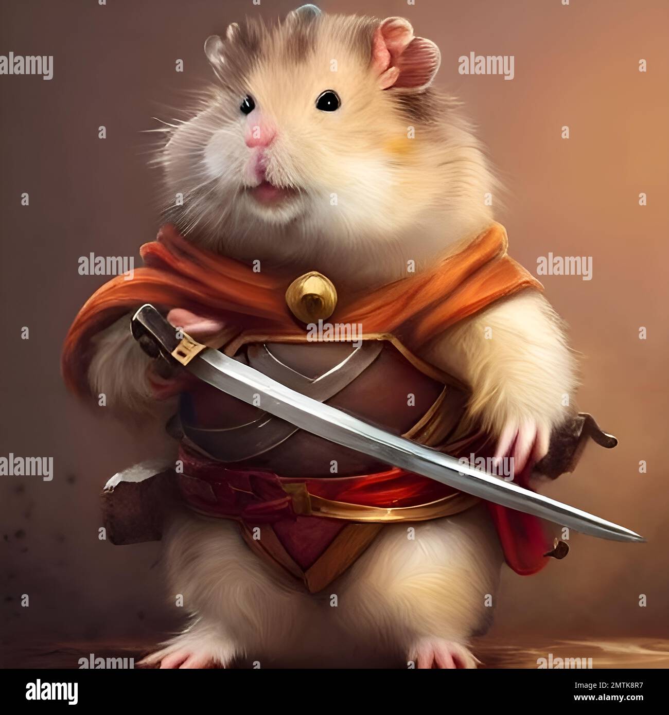 hámster sosteniendo una espada. Hamster lleva un vestido de caballeros.  Lindo hámster Fotografía de stock - Alamy
