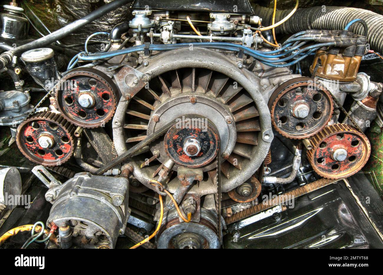 Detalle del motor de combustión antiguo Foto de stock