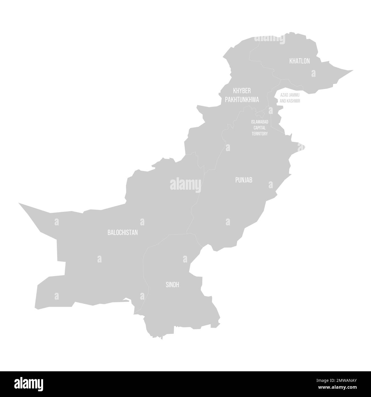 Pakistán Mapa político de las divisiones administrativas Imagen Vector