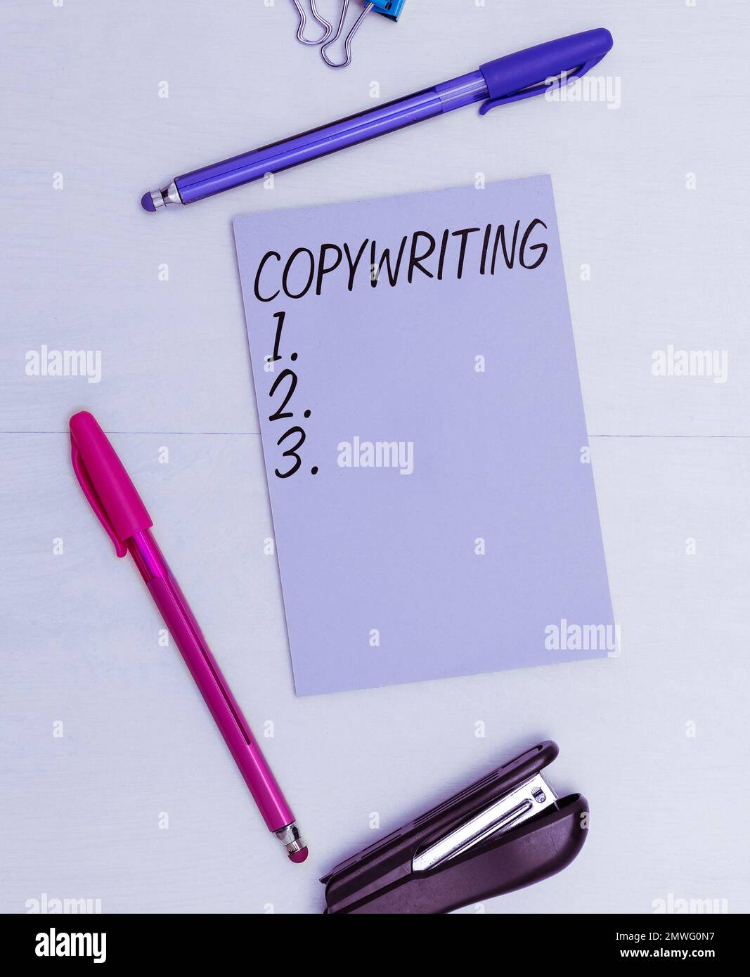 Título conceptual Copywriting. Concepto que significa escribir el texto
