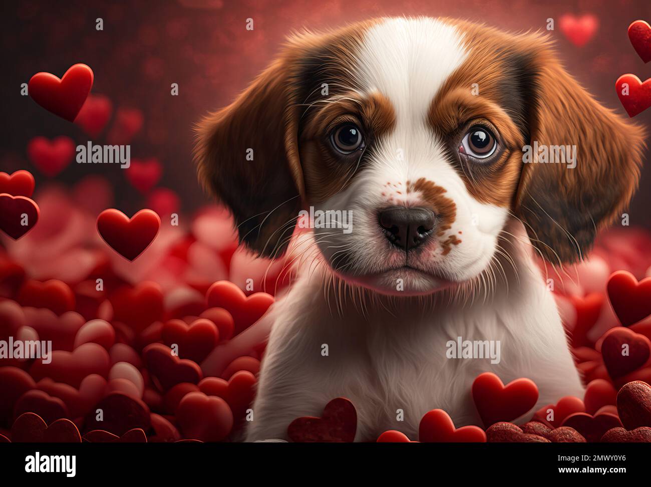 Lindo perro cachorro con corazones de amor. Concepto del día de San  Valentín. Generativa ai Fotografía de stock - Alamy