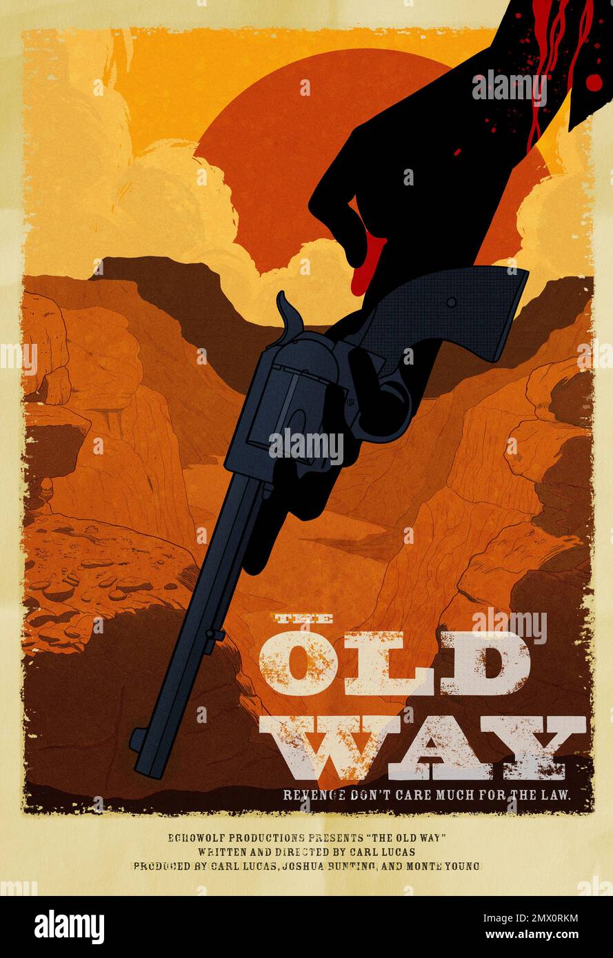 El cartel de la película Old Way Foto de stock
