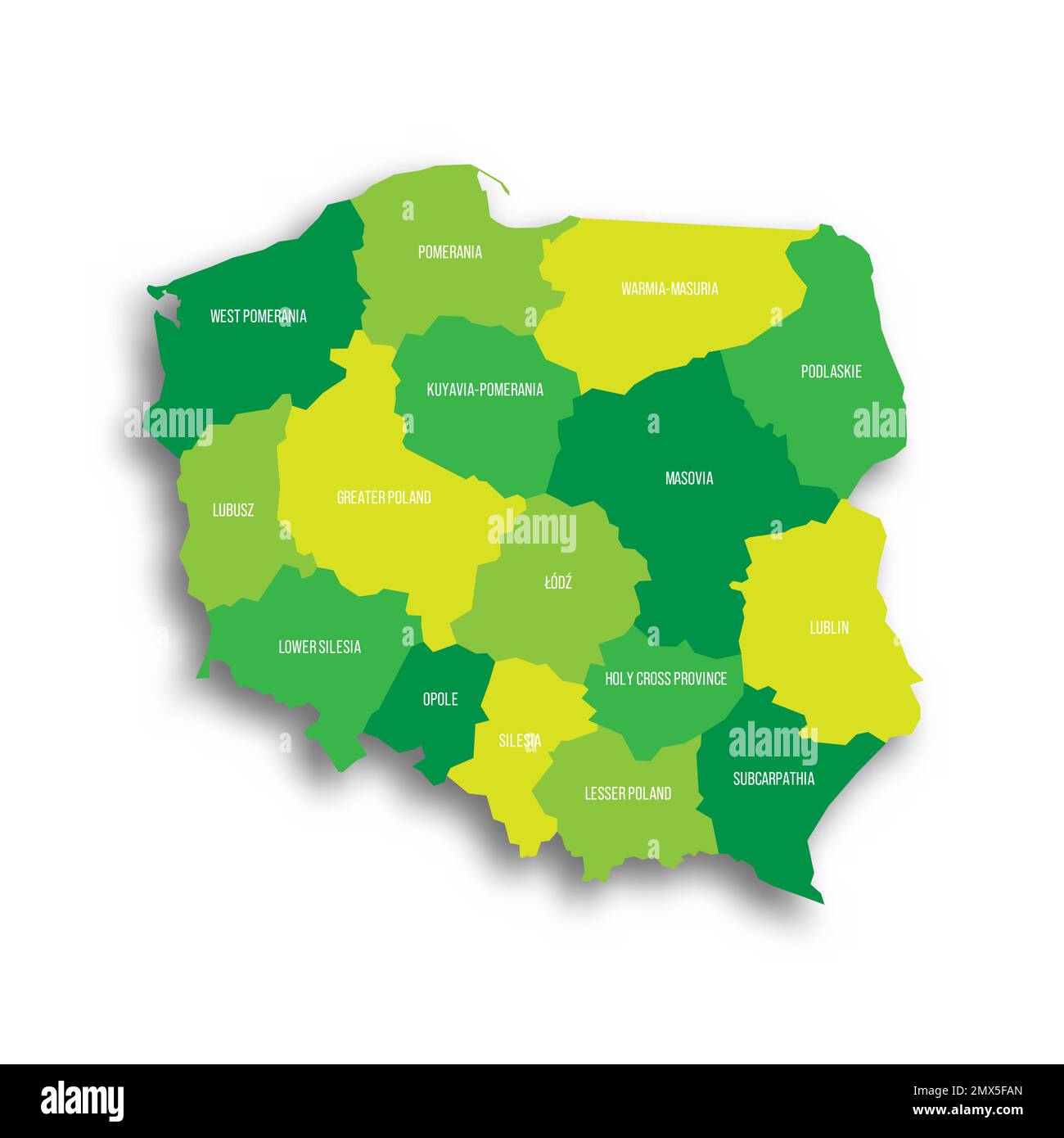 Polonia Mapa político de las divisiones administrativas Imagen Vector