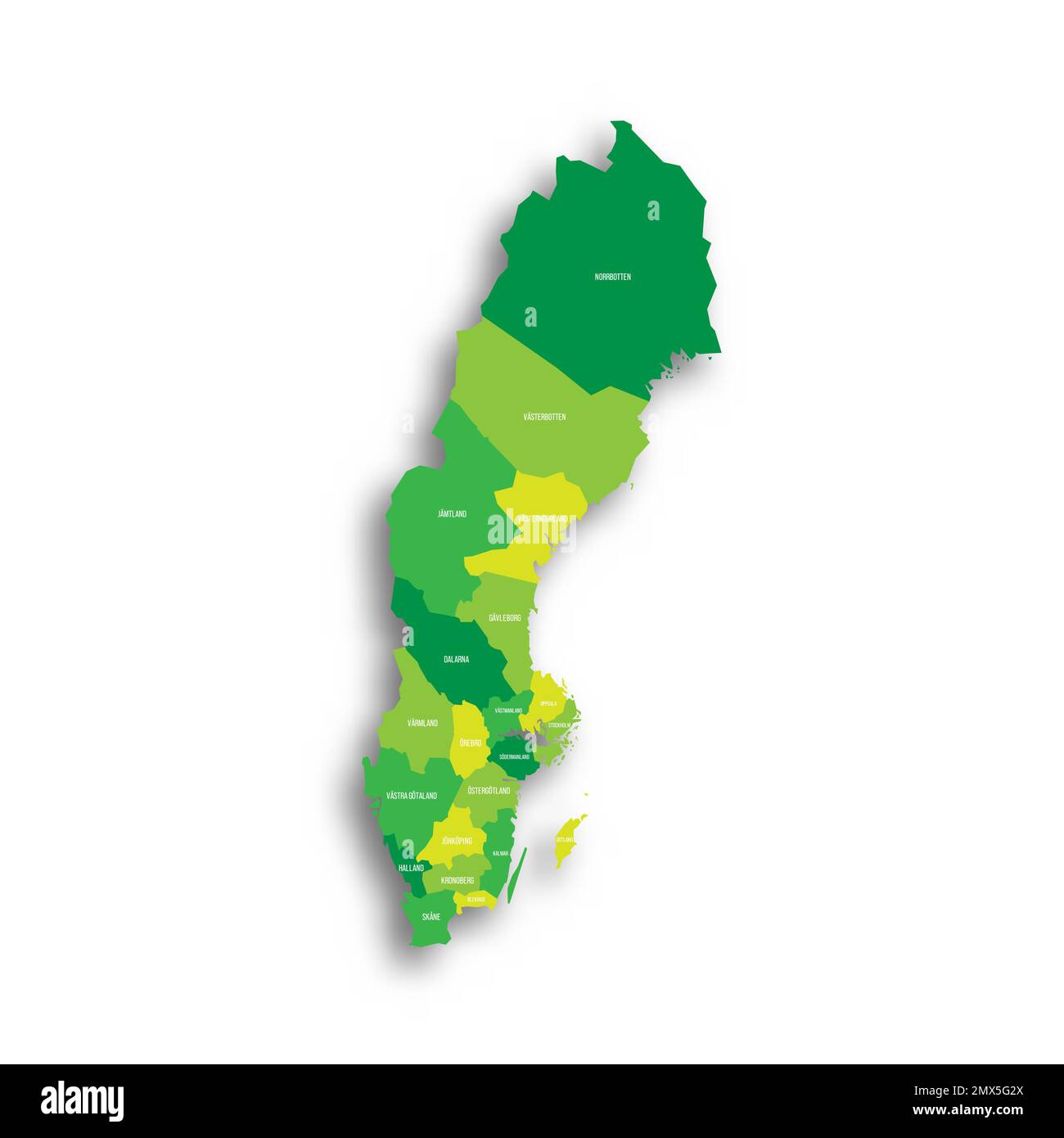 Suecia Mapa político de las divisiones administrativas Imagen Vector de