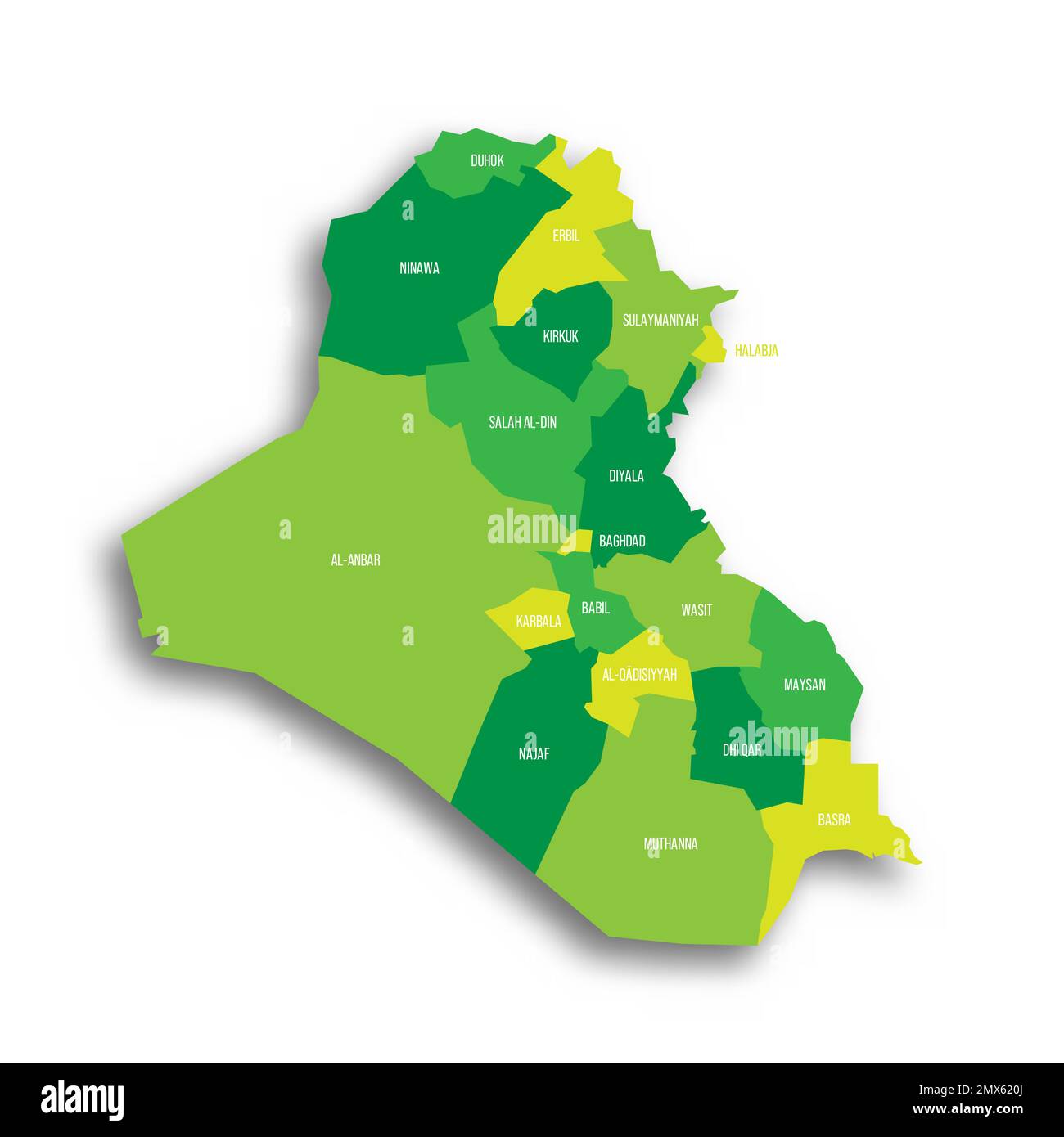 Irak Mapa político de las divisiones administrativas Imagen Vector de
