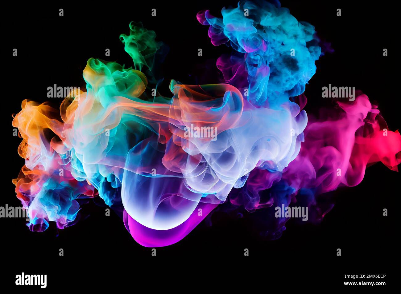 Multi coloreado artístico Polvo efectos fotográficos papel de pared de humo  sobre un fondo negro generativo ai Fotografía de stock - Alamy