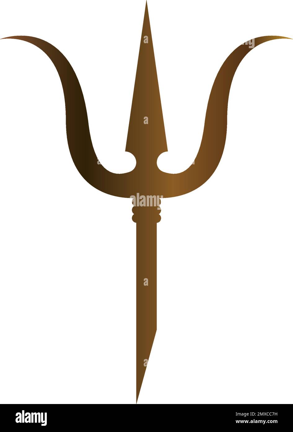 Arma tridente dorada de Poseidón. Bastón de aquaman. Ilustración plana de  vectores Imagen Vector de stock - Alamy