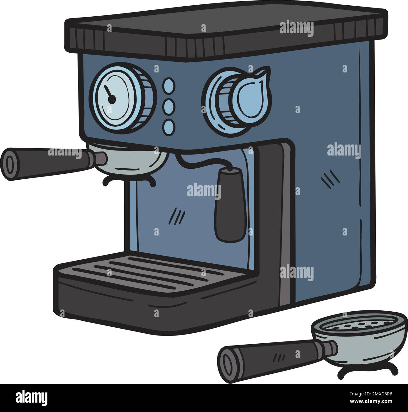 Máquinas de café dibujadas a mano para la ilustración de baristas en estilo  doodle aislado en el fondo Imagen Vector de stock - Alamy
