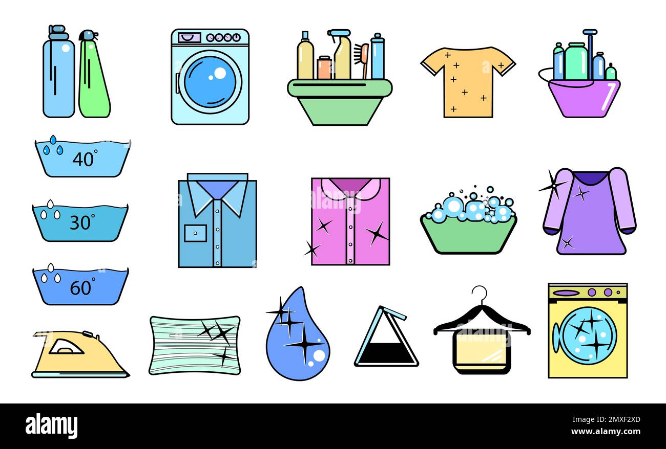 Símbolos de cuidado para lavar la ropa Imágenes recortadas de stock - Alamy