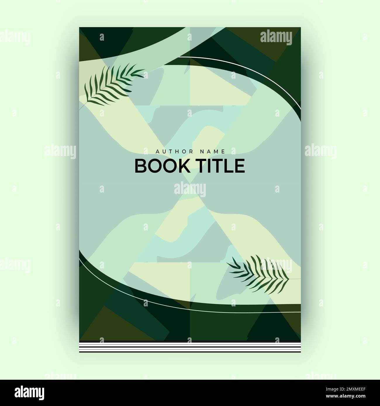 Diseño de cubierta de libro en blanco y negro con hojas, folleto Poster