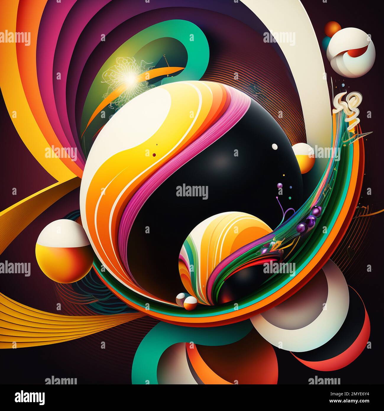 Diseño cósmico moderno futurista abstracto en estilo de dibujos animados con esferas, rayas y líneas. Ilustración generada digital en vibra brillante Fotografía de stock - Alamy Diseño cósmico moderno futurista abstracto en estilo de dibujos animados con esferas, rayas y líneas. Ilustración generada digital en vibra brillante Fotografía de stock - Alamy