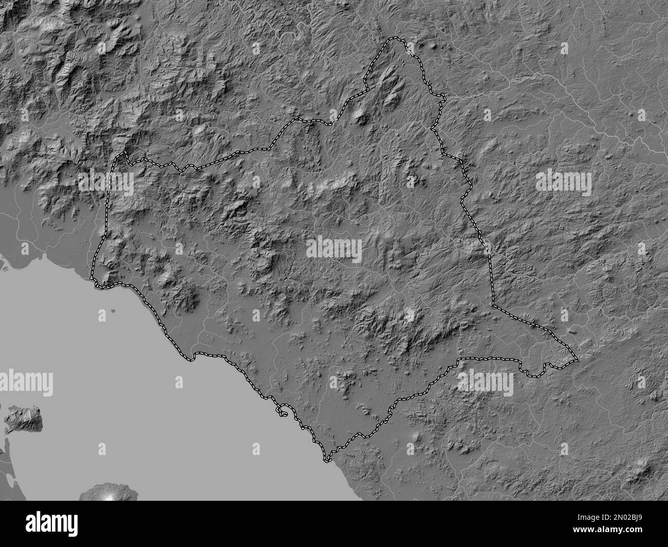 Chontales, departamento de Nicaragua. Mapa de elevación de dos niveles