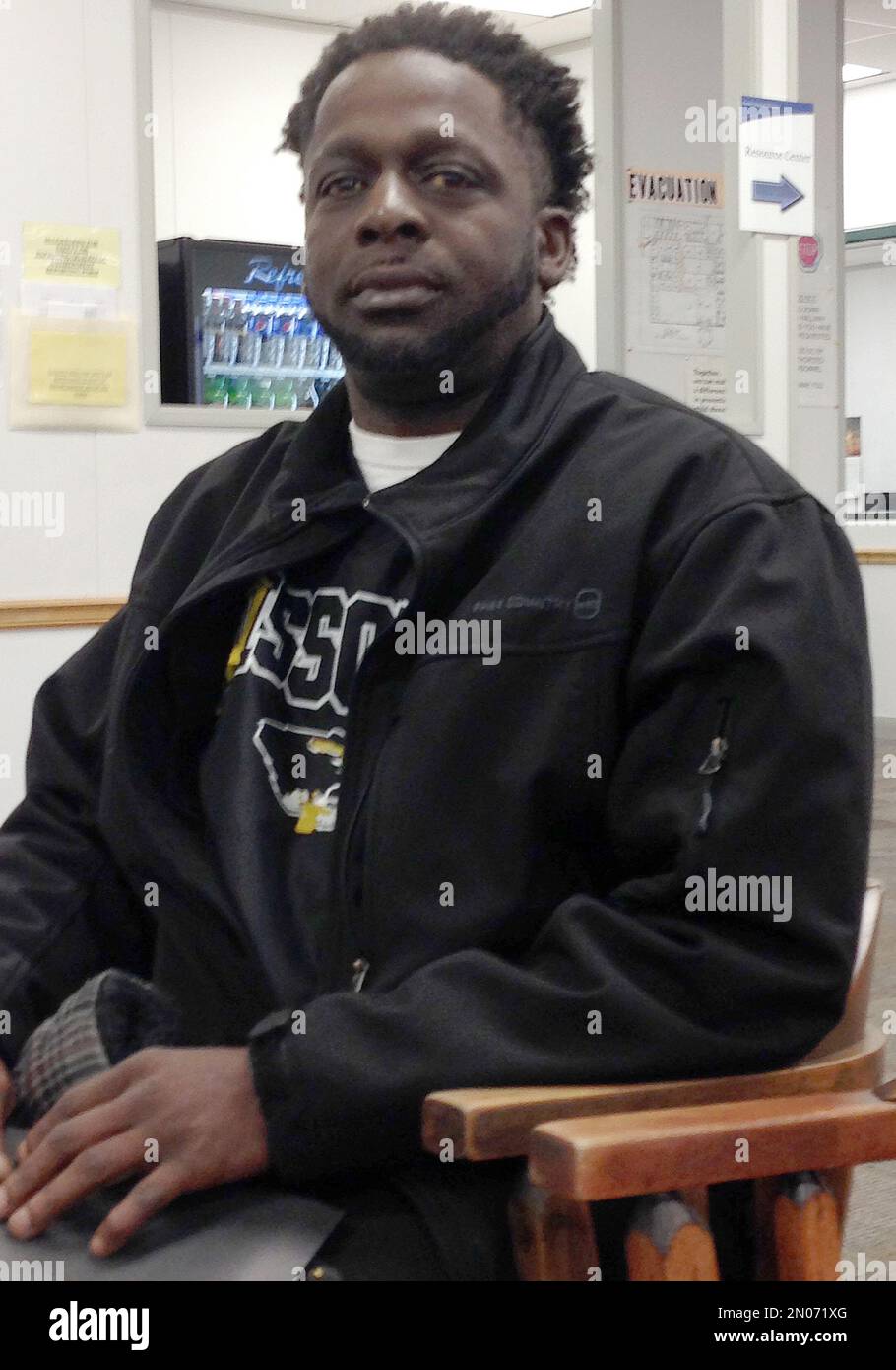 In this Feb 8, 2016 photo, Demetrius White rests in a chair at a state