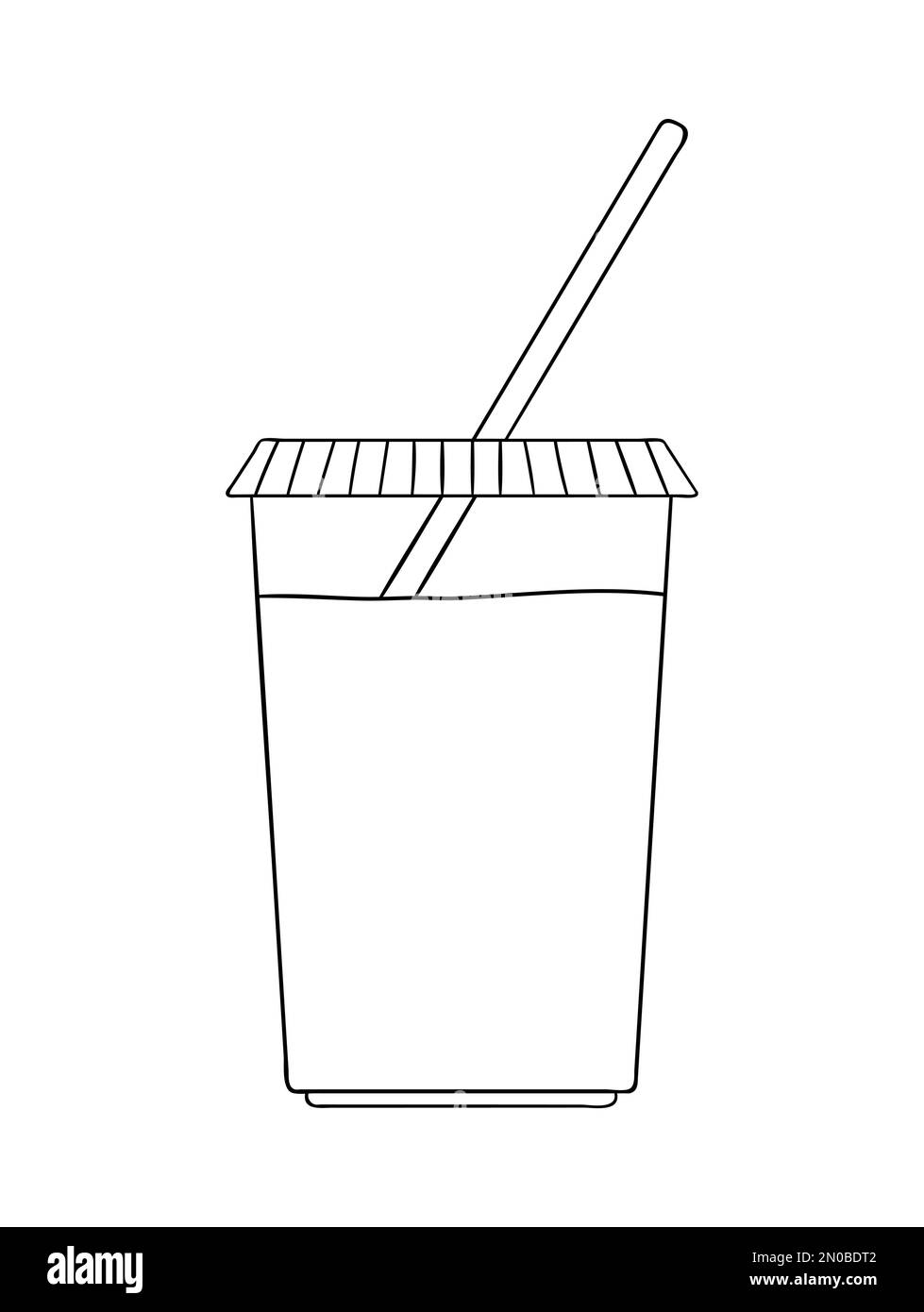 Vector línea yogur pack icono. Dibujado a mano producto lácteo fresco