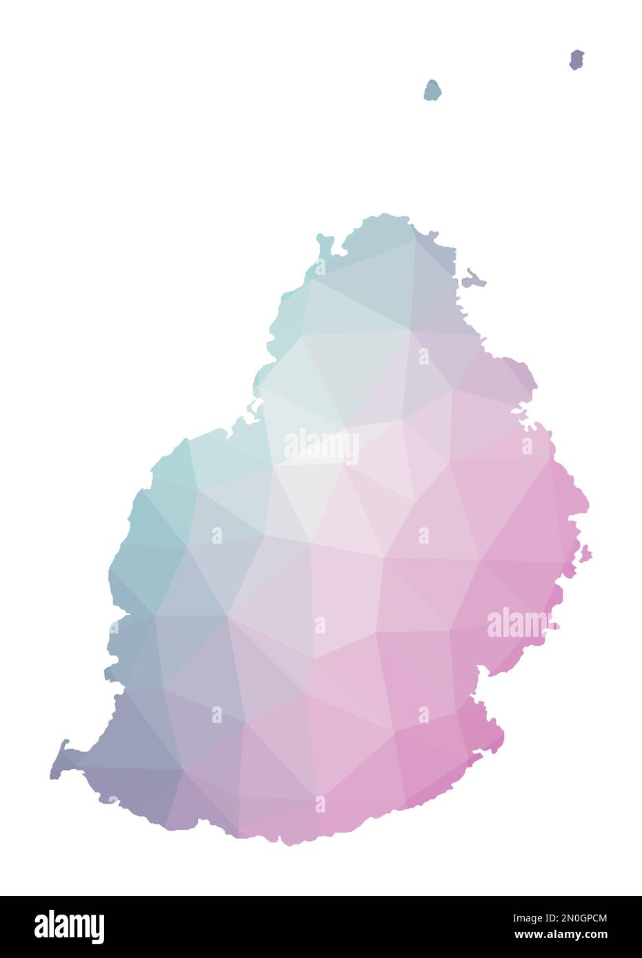 Mapa Poligonal De Mauricio Ilustración Geométrica De La Isla En Colores Amatista Esmeralda 4774