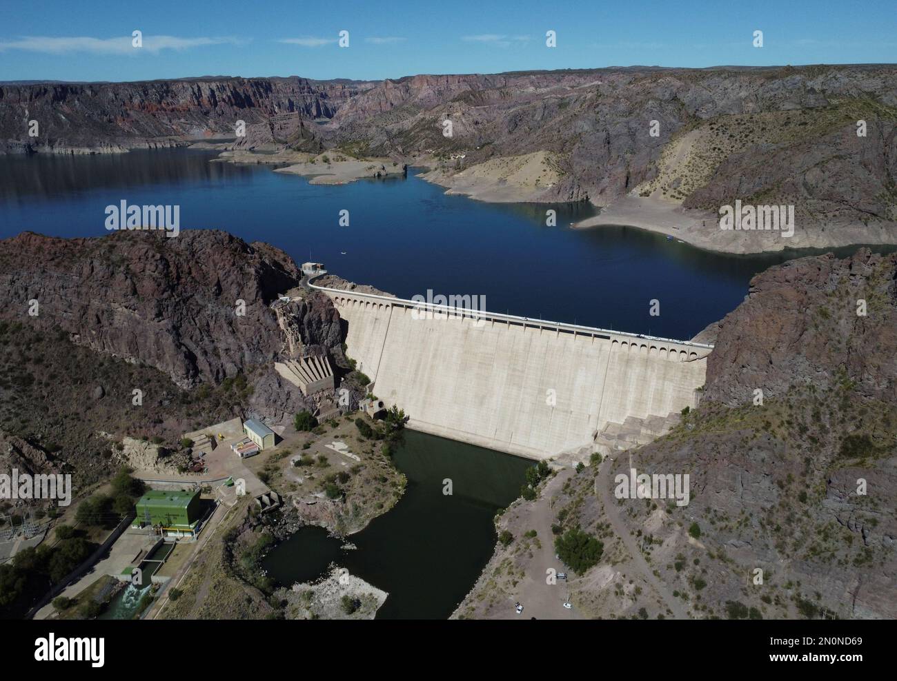 Vista general de la represa hidroeléctrica Nihuil IV, en San Rafael