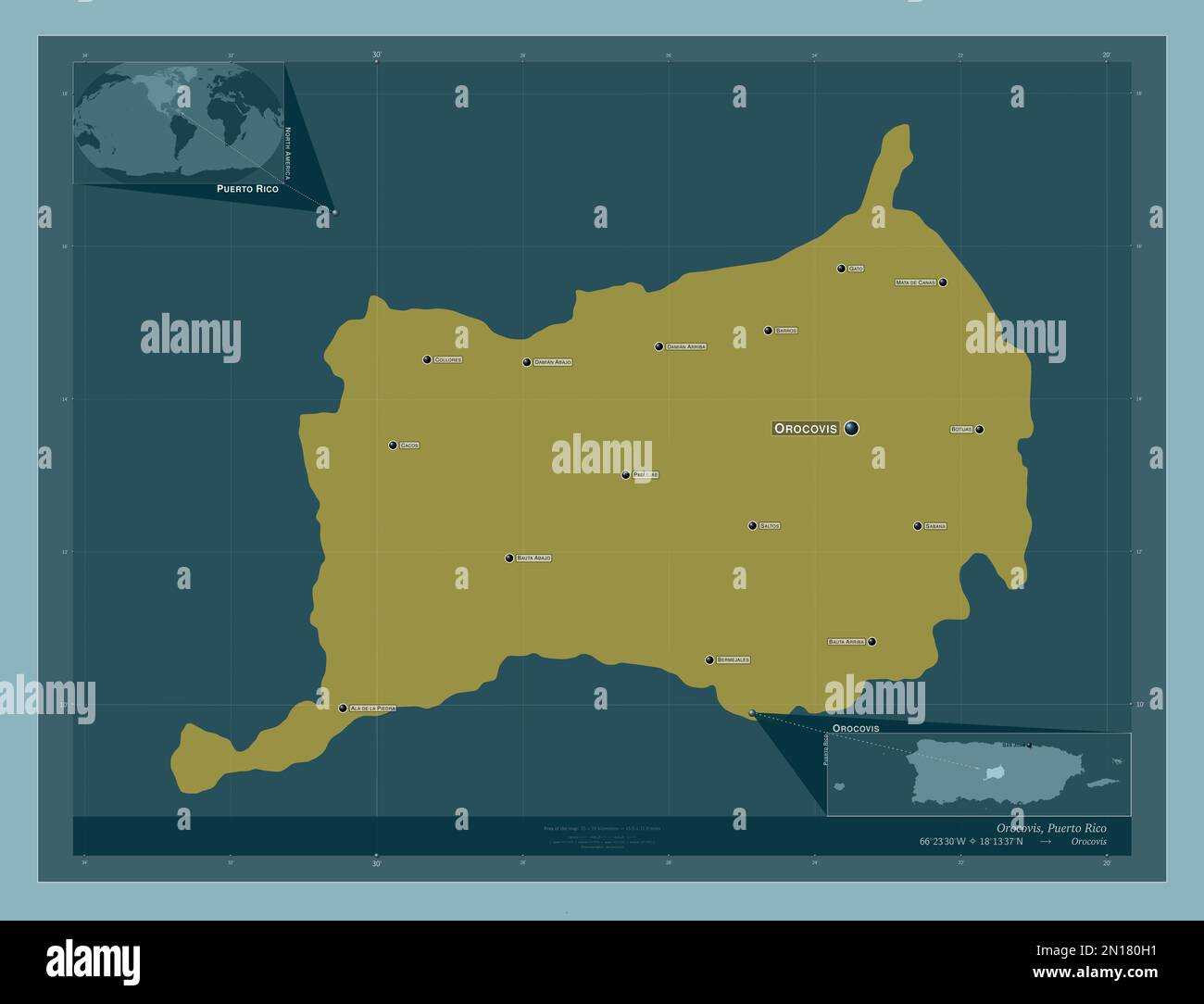 Orocovis, municipio de Puerto Rico. Forma de color sólido. Ubicaciones