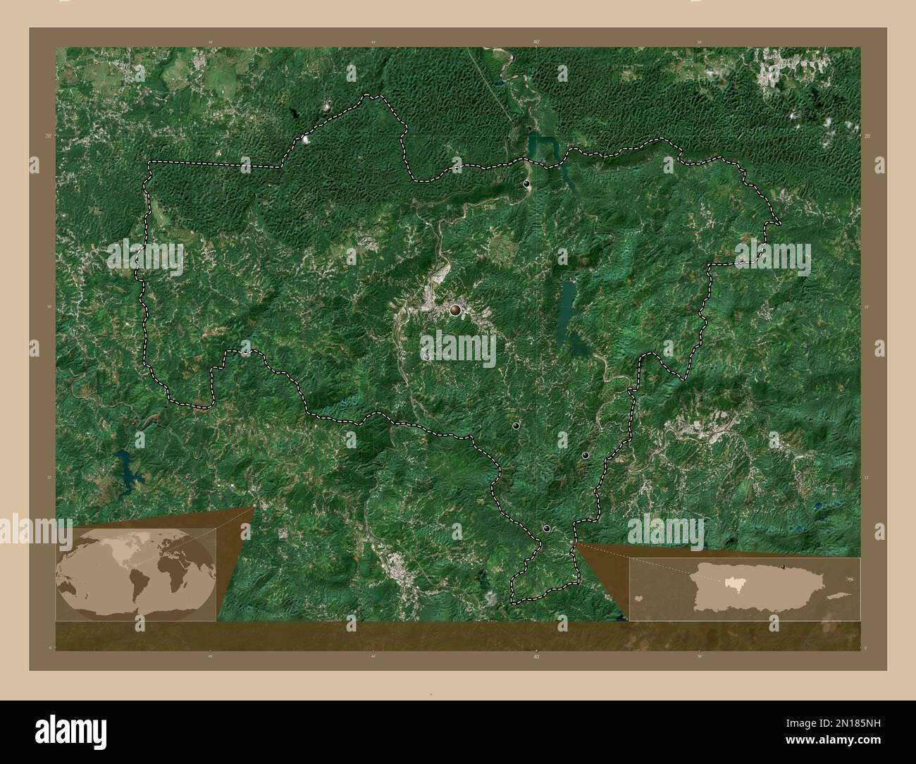Utuado, municipio de Puerto Rico. Mapa satelital de baja resolución