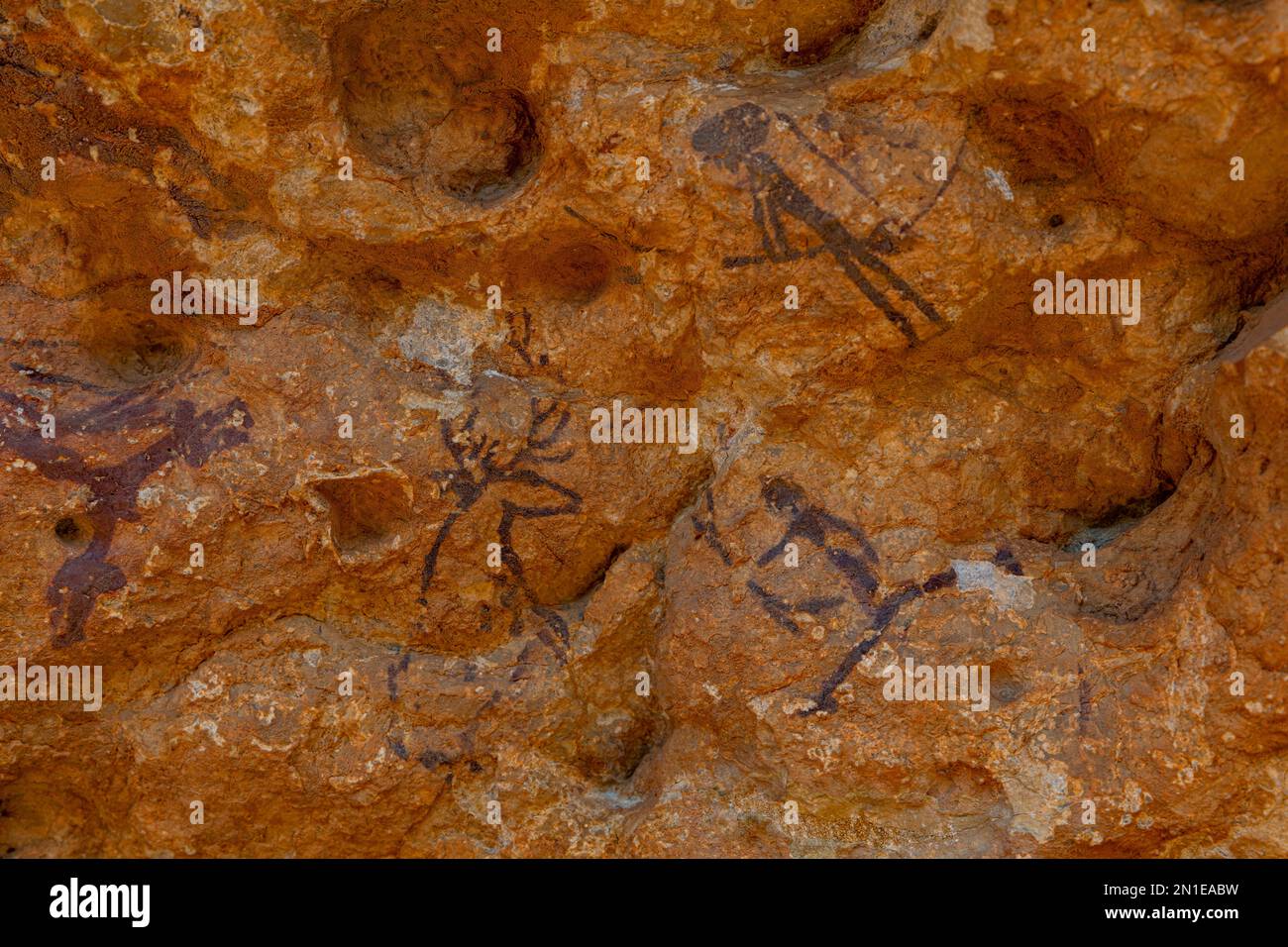 Arte rupestre de la cuenca mediterránea ibérica, Patrimonio de la Humanidad de la UNESCO, Ulldecona, Cataluña, España, Europa Foto de stock