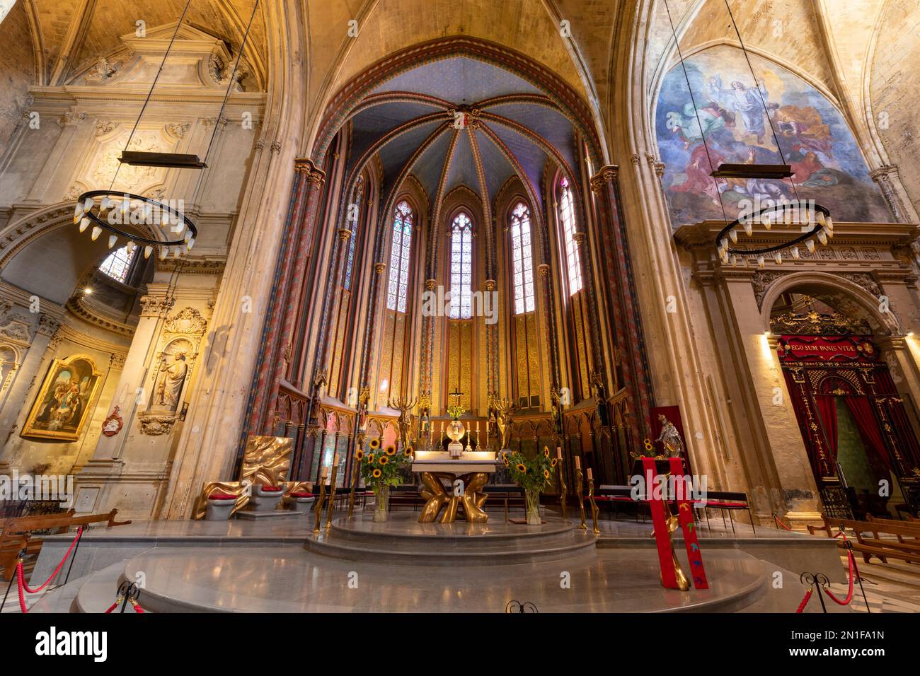 Interior de la Catedral de Aix, Aix-en-Provence, Bouches-du-Rhone, Provence-Alpes-Cote d'Azur, France, Europa Occidental Foto de stock