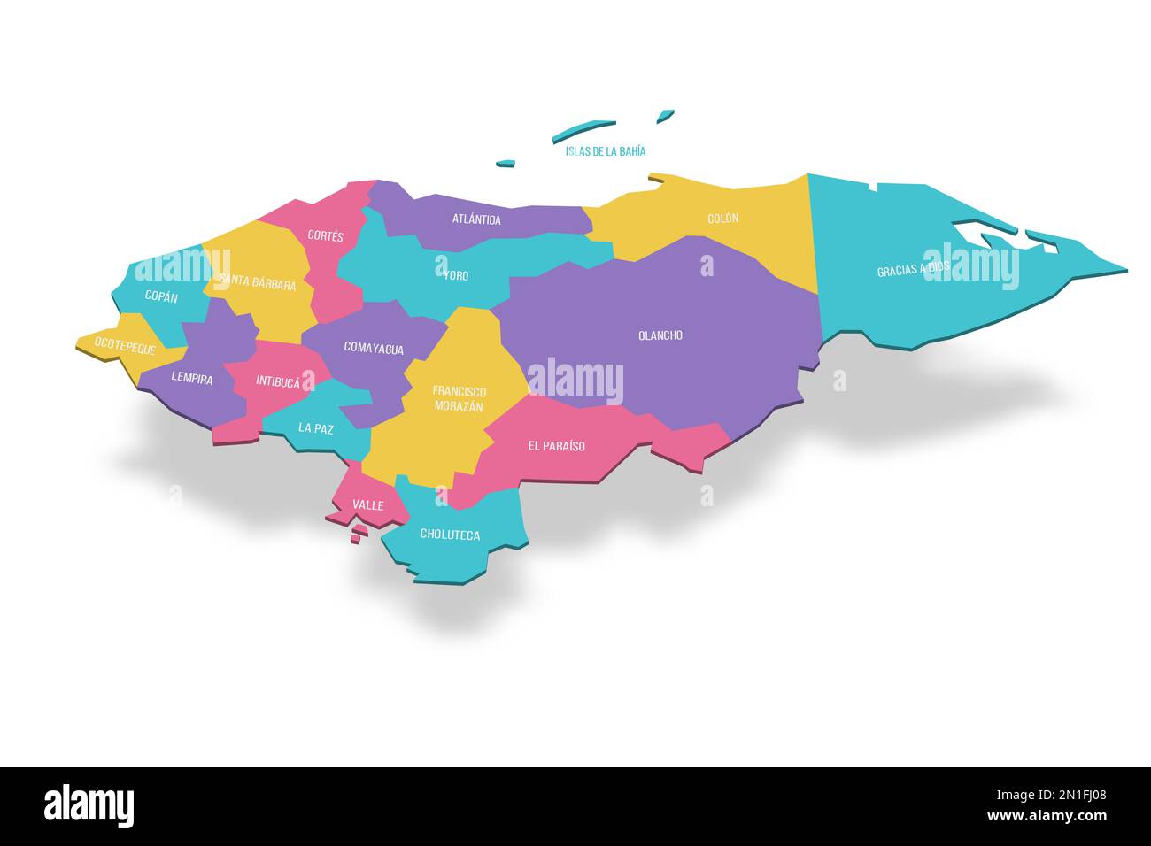 Honduras Mapa político de las divisiones administrativas