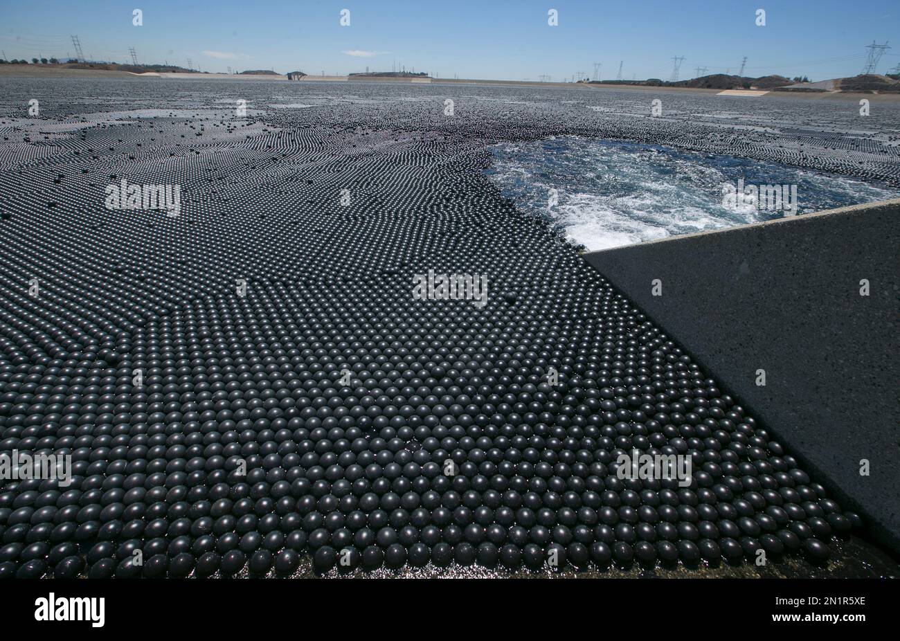 The Los Angeles Reservoir is covered with over 90 million black plastic