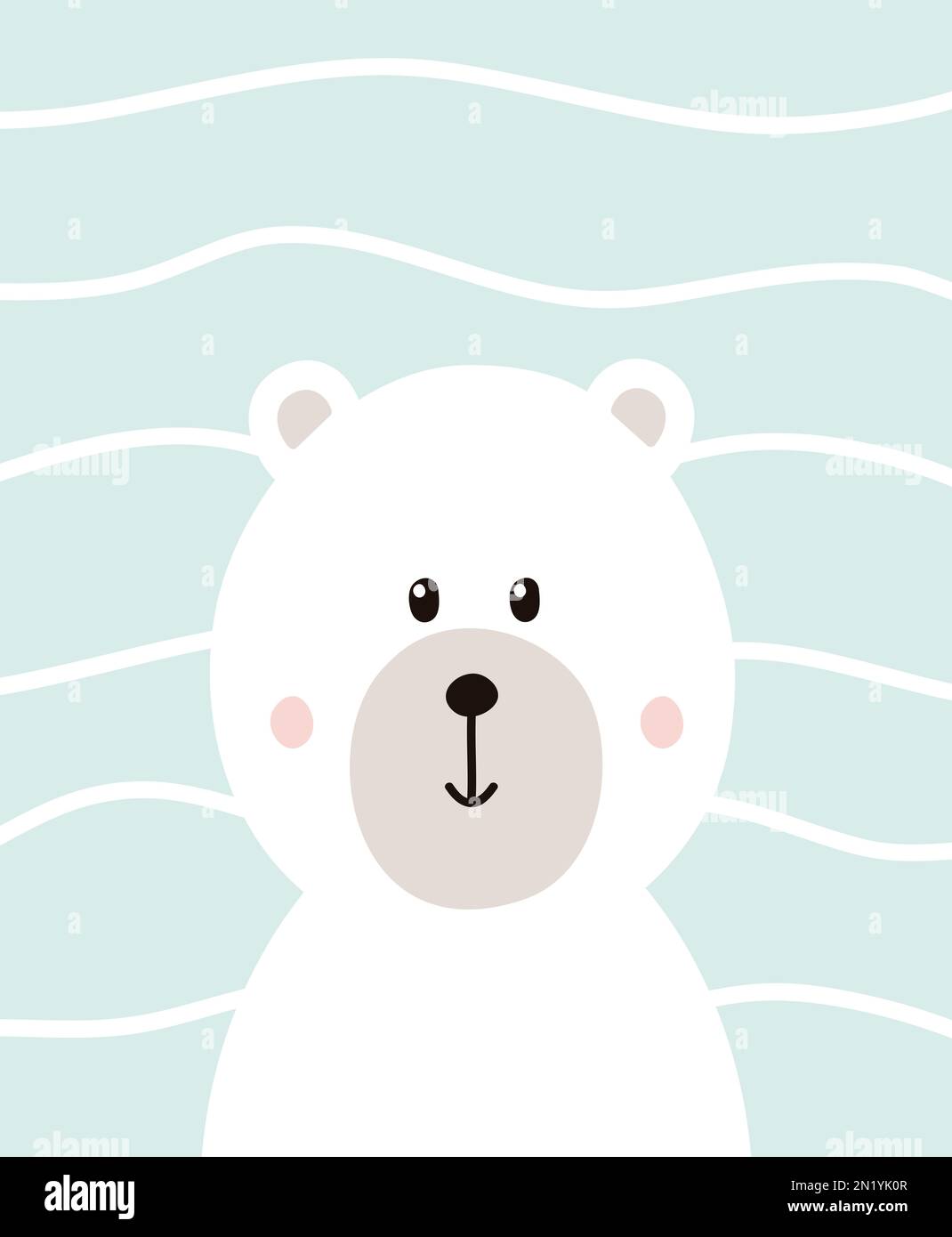 Fondo de invierno con oso polar lindo. Foto de stock