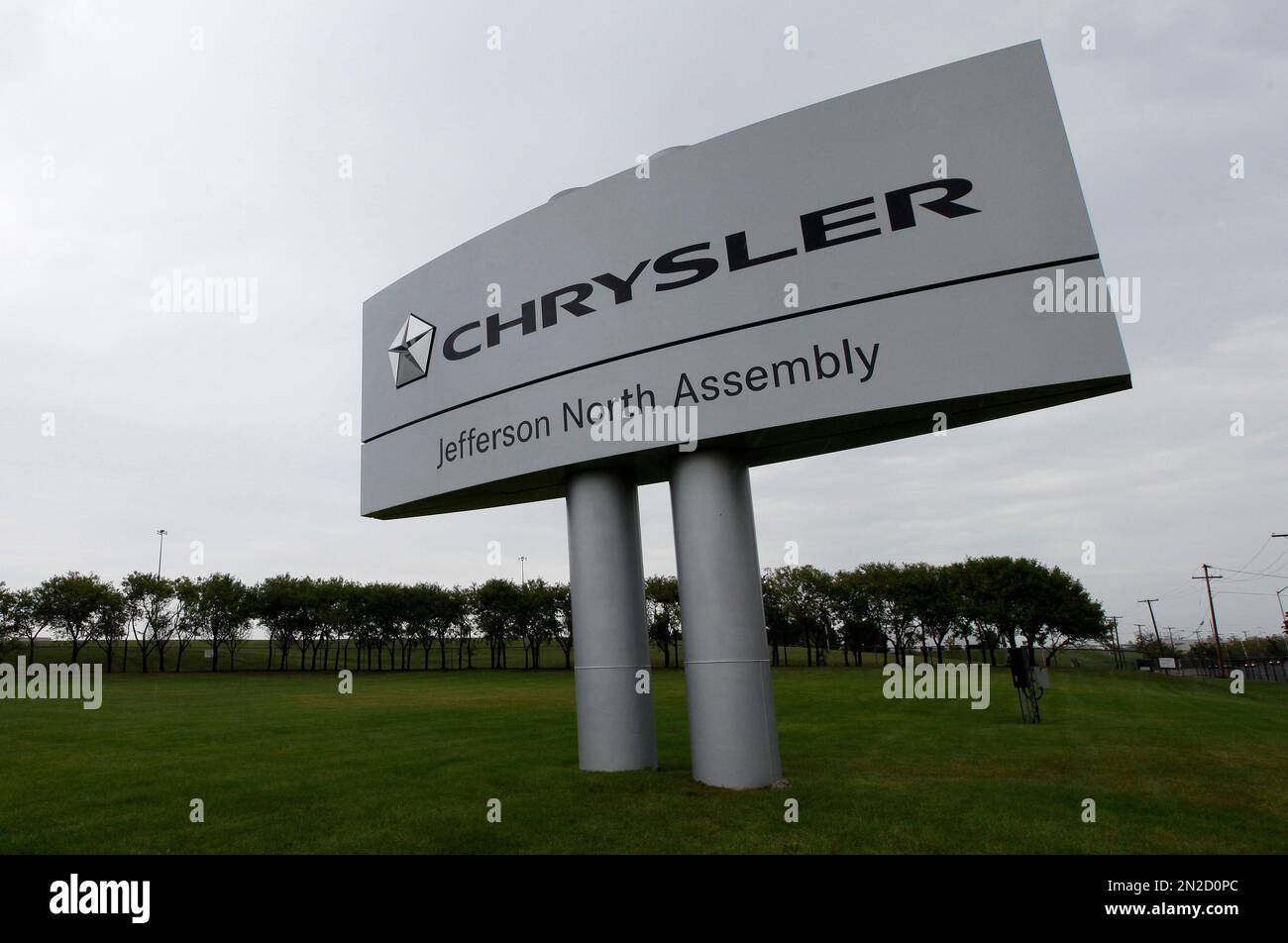 This Sept. 20, 2012 file photo shows a sign at the Chrysler Jefferson