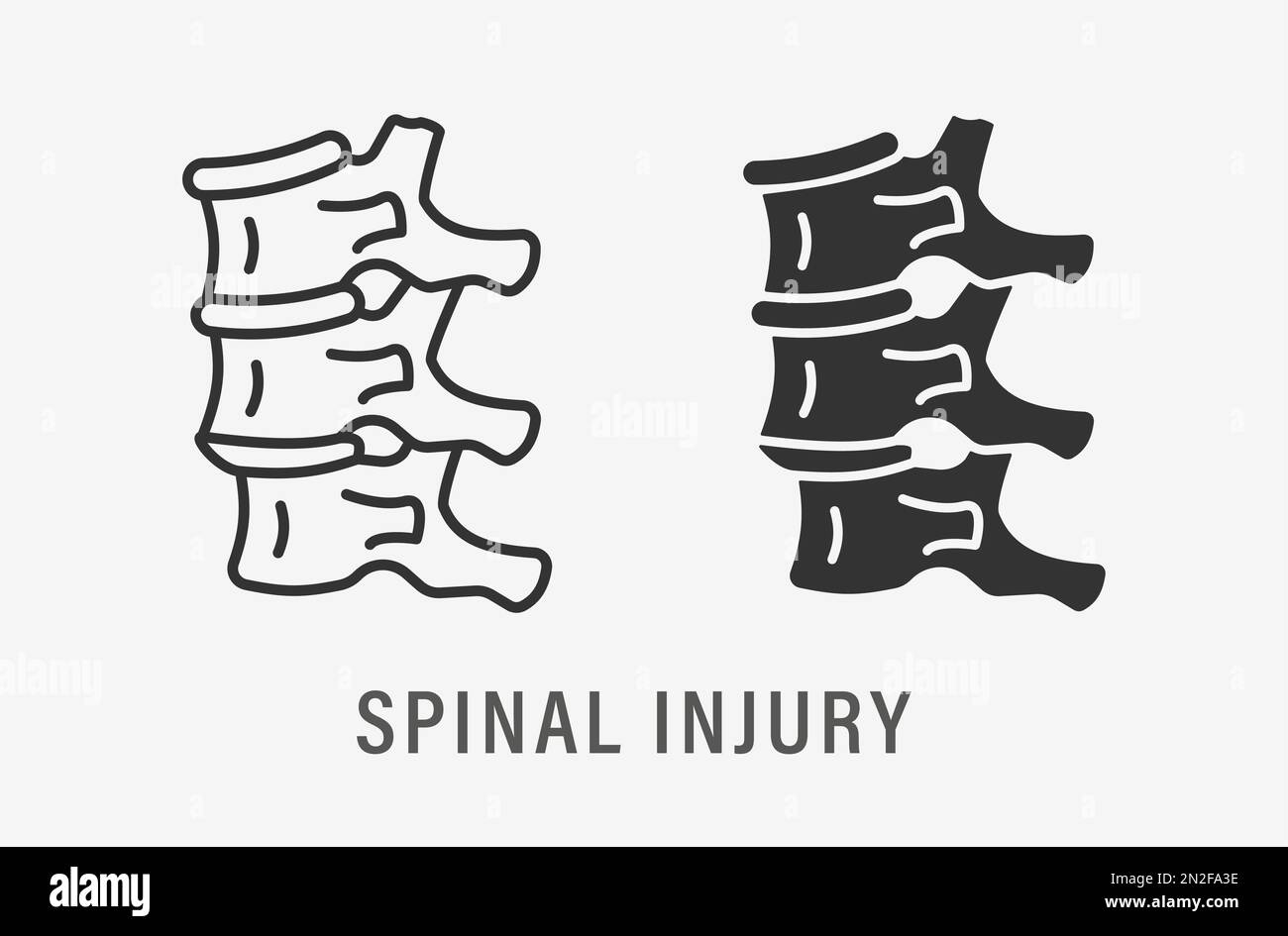 Iconos de lesión espinal. Ilustración vectorial aislado sobre fondo
