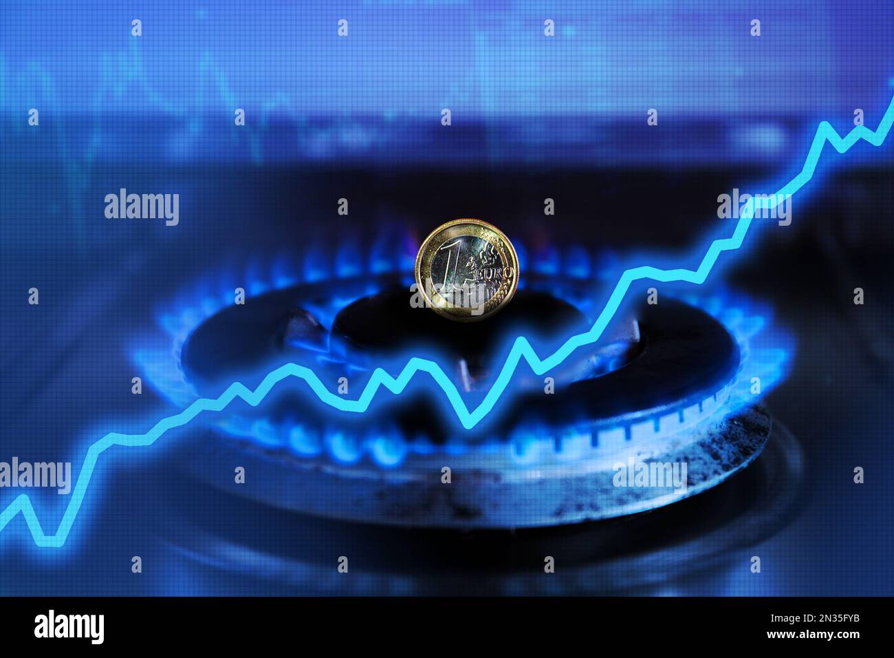 Concepto sobre el coste del gas natural en euros. Concepto sobre el