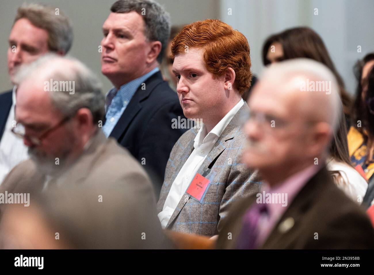 Buster Murdaugh listens to his father Alex Murdaugh's double murder trial at the Colleton County