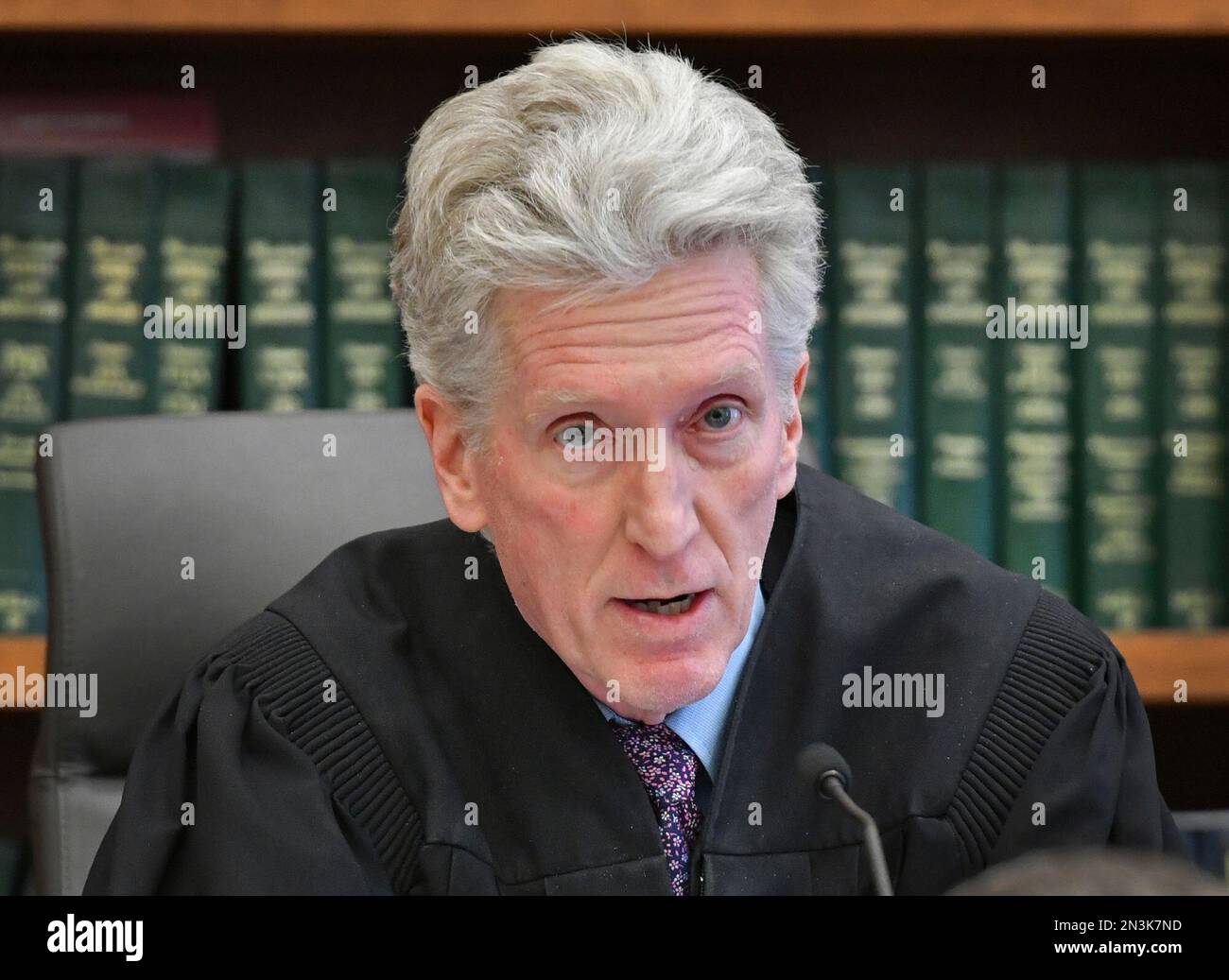 Judge John Canavan speaks in Plymouth District Court during Lindsay Clancy's arraignment in the