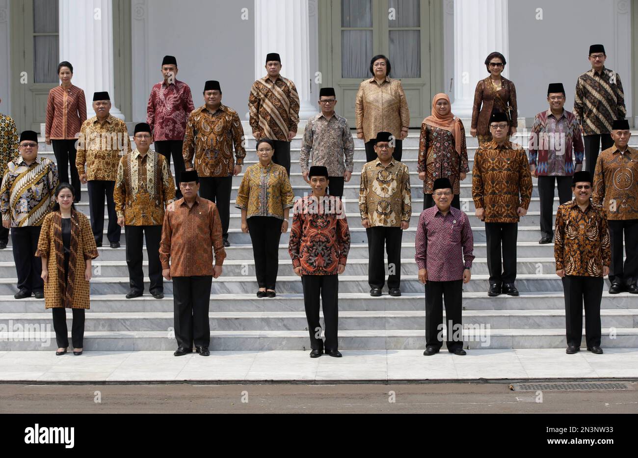 Indonesian President Joko Widodo, front row center, and his deputy