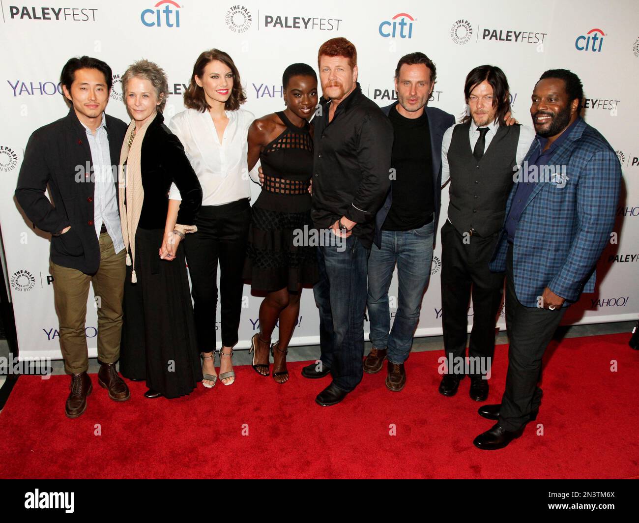 Danai Gurira, Lauren Cohan, Chad L. Coleman y Steven Yeun asistir al  desayuno de prensa FOX conferencia de prensa de la serie 'Los Muertos  Vivientes' el 25 de julio de 2014 en