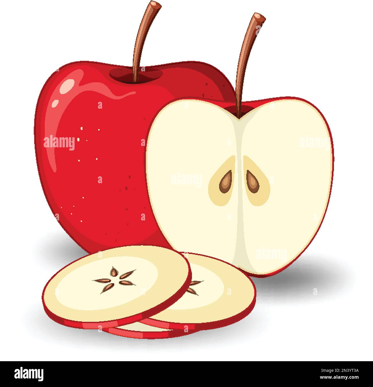 Manzana roja de dibujos animados aislado ilustración Imagen Vector de stock  - Alamy