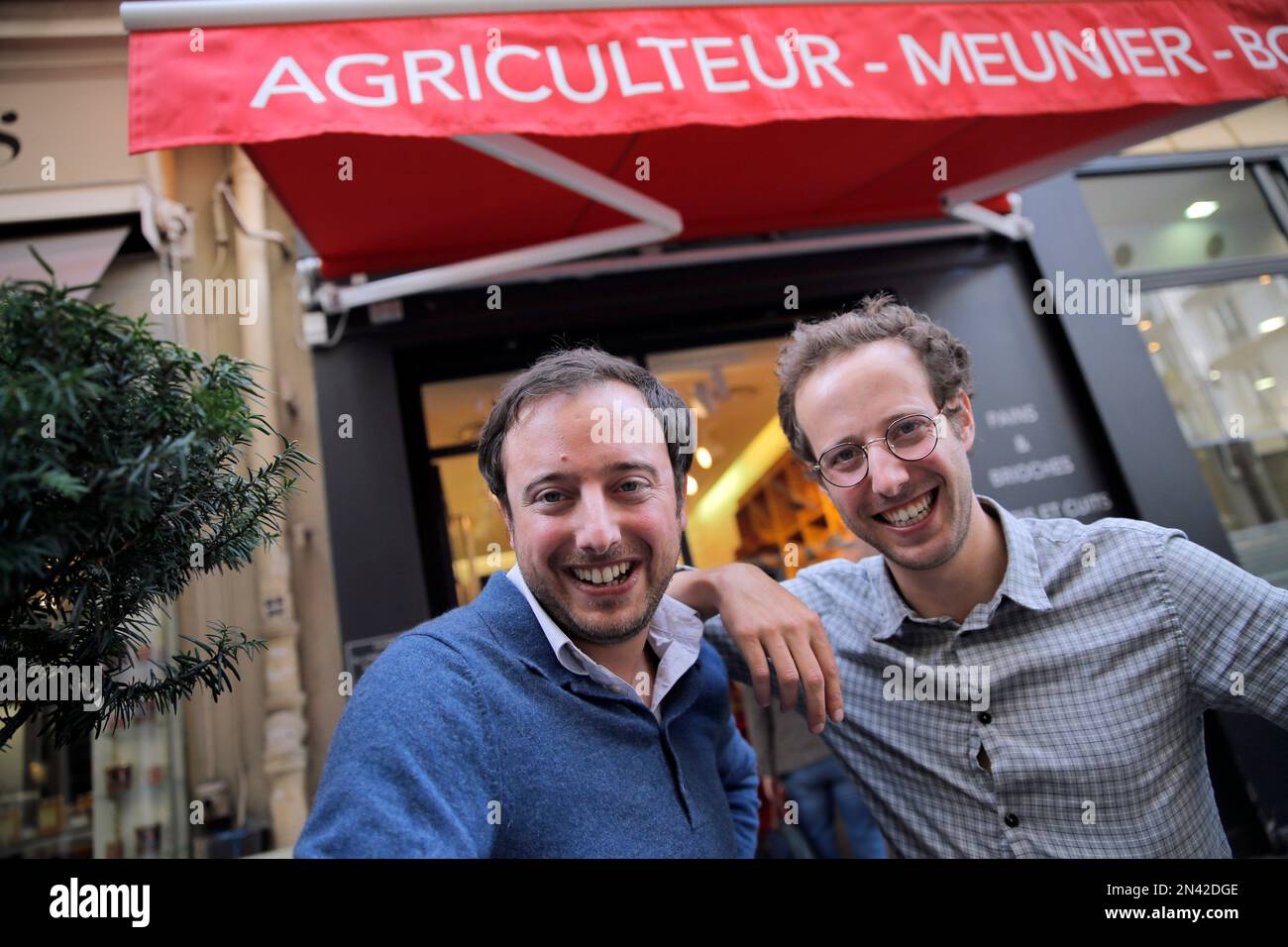 Brothers Jules, right, and Emile Winocour pose outside their bakery in