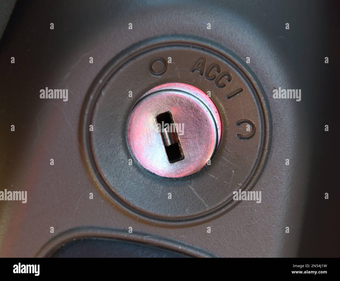 The ignition switch of a 2005 Chevrolet Cobalt is photographed in