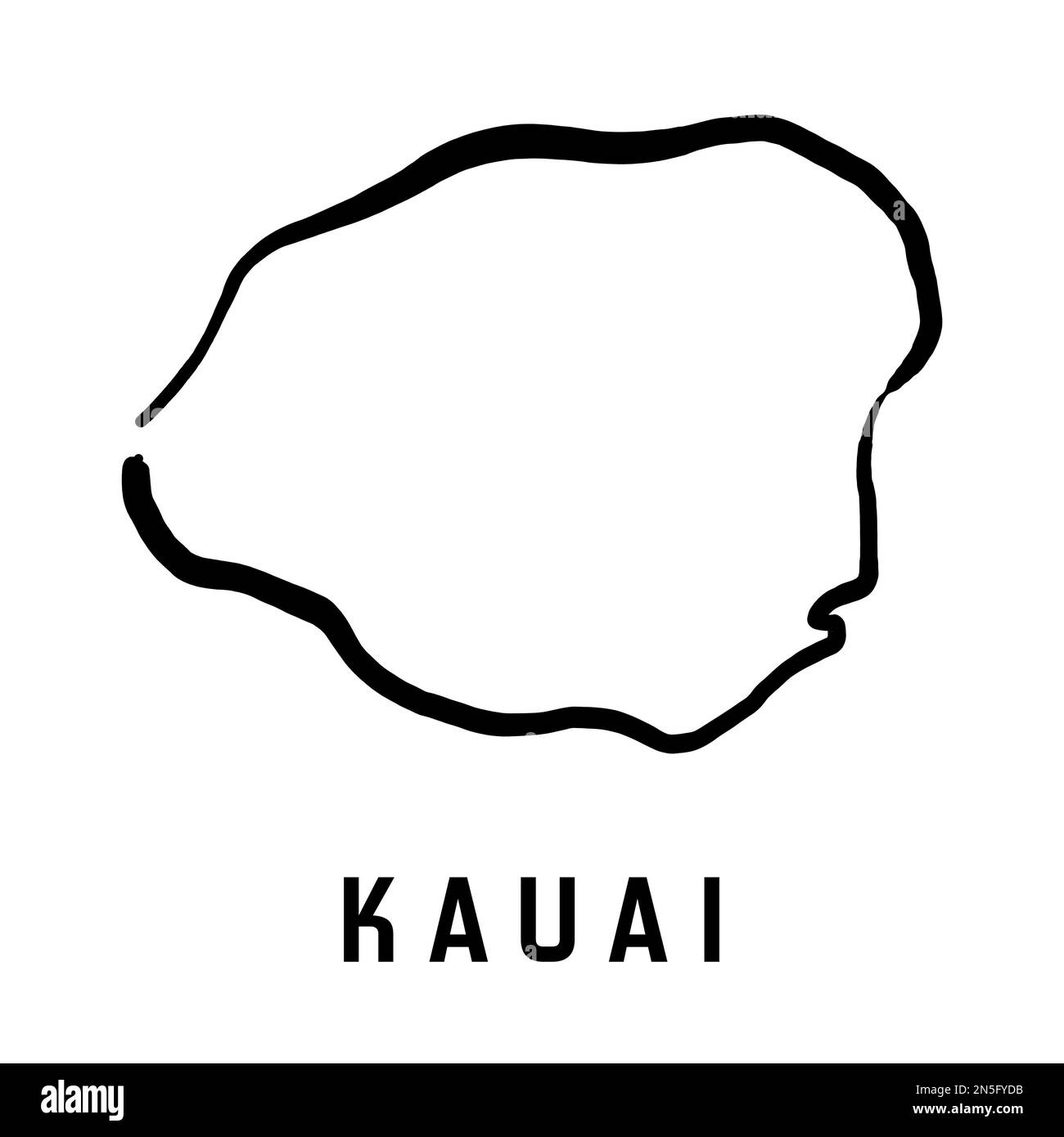 Mapa de la isla Kauai de Hawai. Esquema sencillo. Vector dibujado a