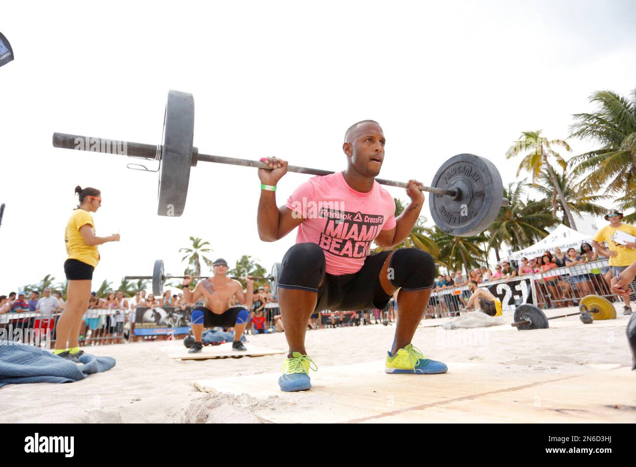 Reebok CrossFit Miami Beach head trainer Jason Woolley competes during the  Xtreme Top Box Throwdown on Sunday, Oct. 13, 2013 at Lummus Park in Miami  Beach, Fl. A super team consists of