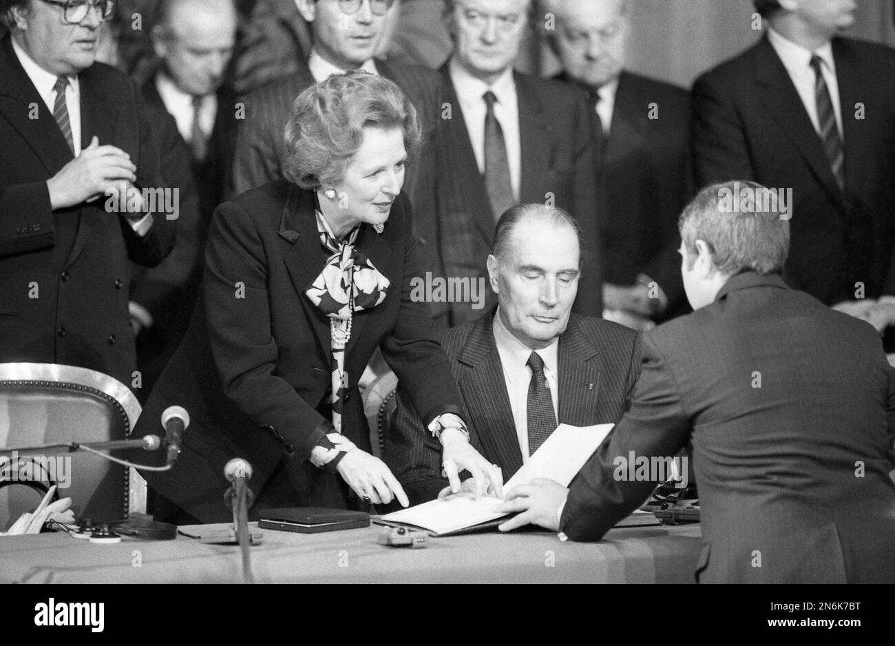 Britain's Prime Minister Margaret Thatcher and French President