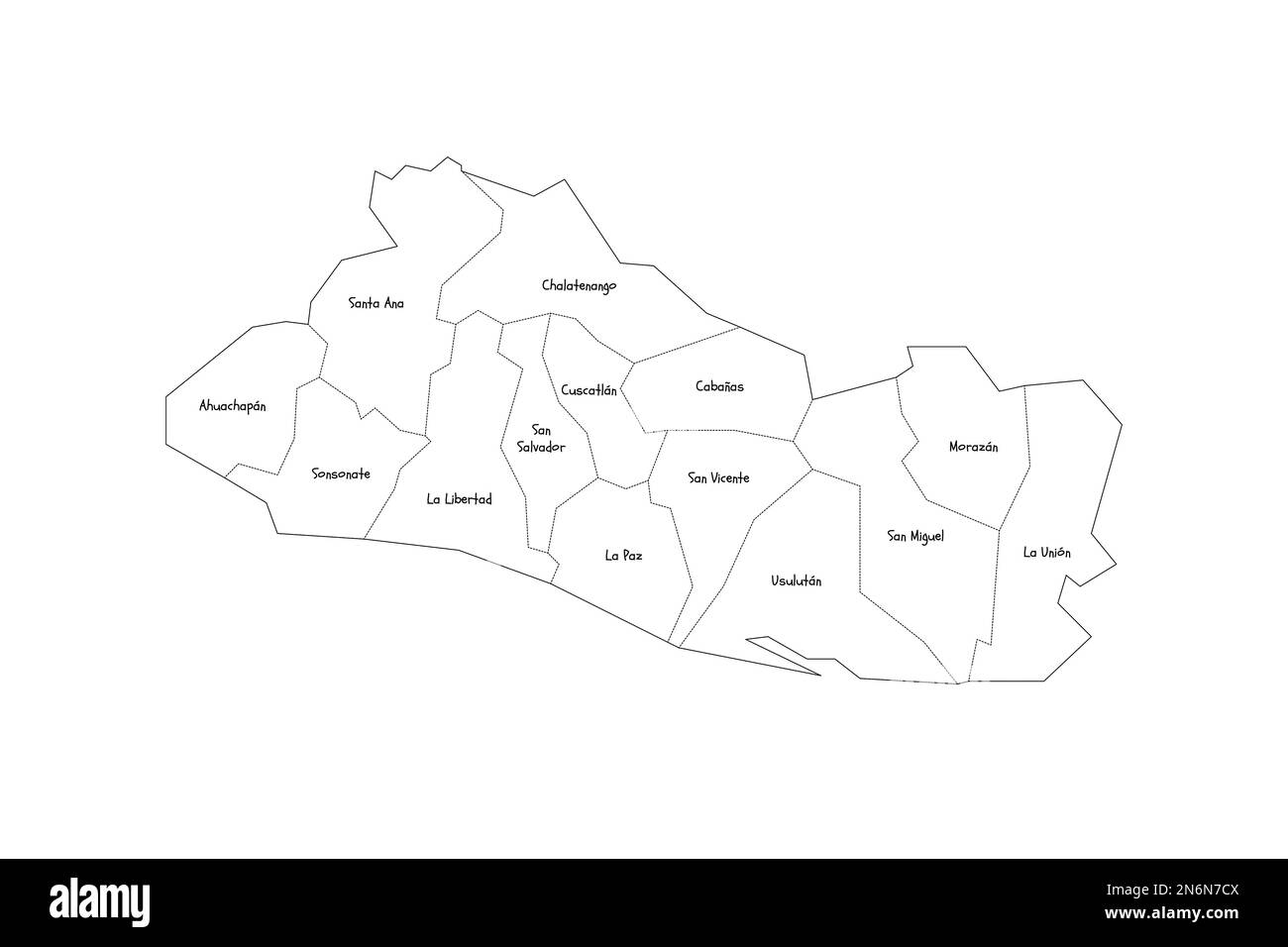 El Salvador Mapa político de las divisiones administrativas ...