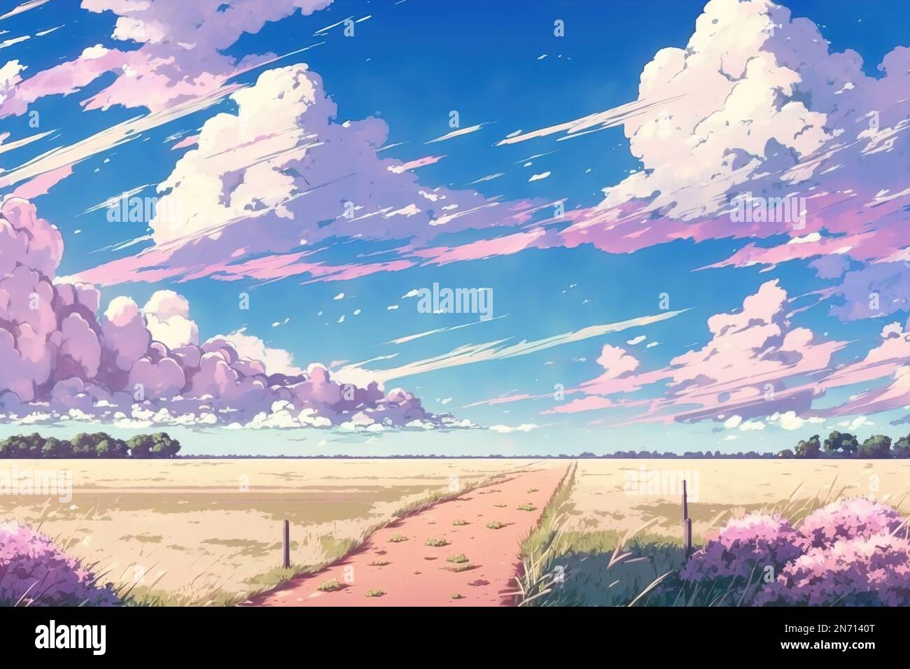 Anime dibujo paisaje con fondo pastel de color. IA generativa Fotografía de  stock - Alamy