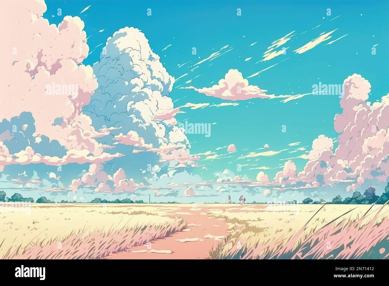 Anime dibujo paisaje con fondo pastel de color. IA generativa Fotografía de stock - Alamy Anime dibujo paisaje con fondo pastel de color. IA generativa Fotografía de stock - Alamy