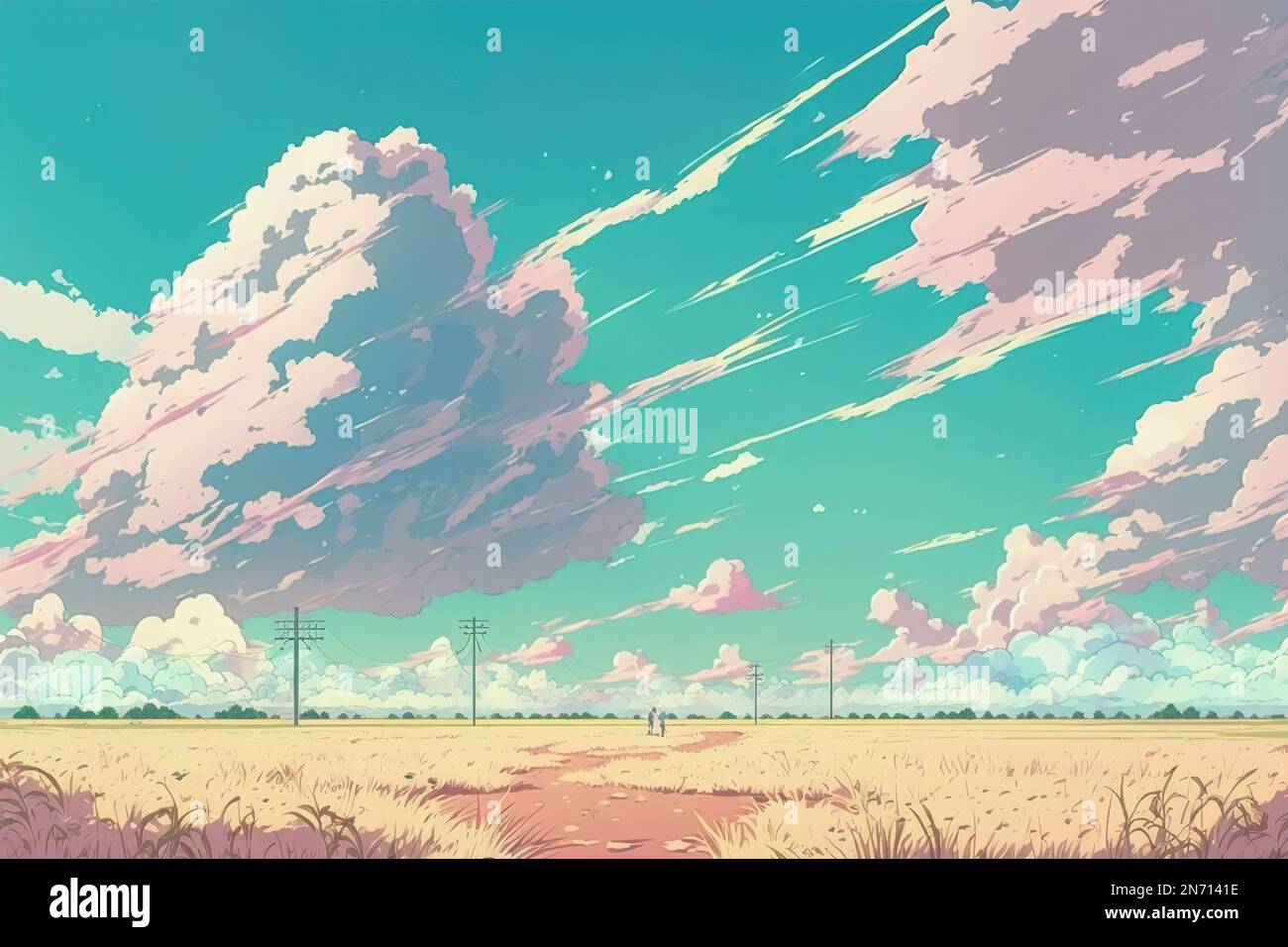 Anime dibujo paisaje con fondo pastel de color. IA generativa Fotografía de stock - Alamy Anime dibujo paisaje con fondo pastel de color. IA generativa Fotografía de stock - Alamy