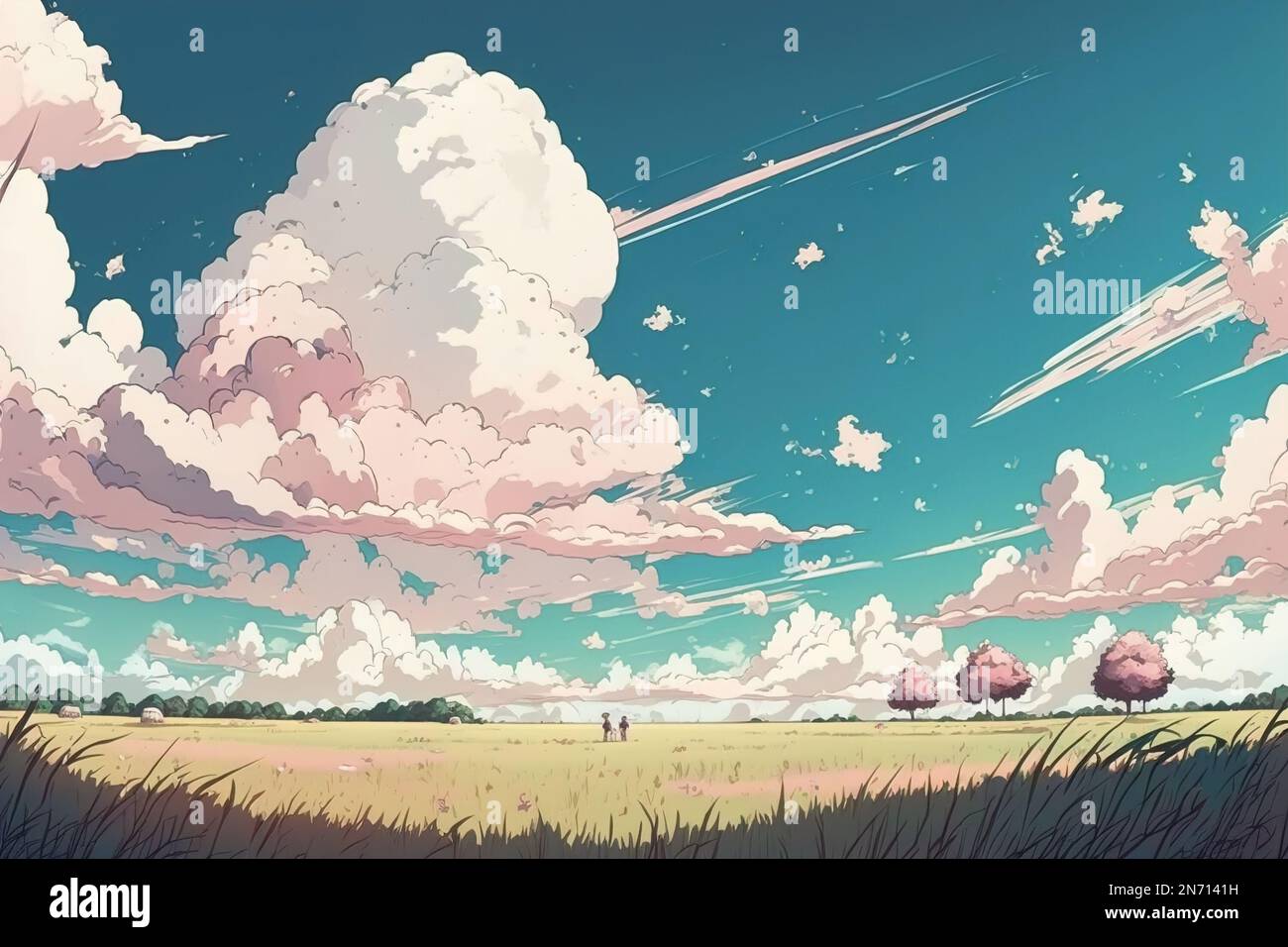 Anime dibujo paisaje con fondo pastel de color. IA generativa Fotografía de stock - Alamy Anime dibujo paisaje con fondo pastel de color. IA generativa Fotografía de stock - Alamy