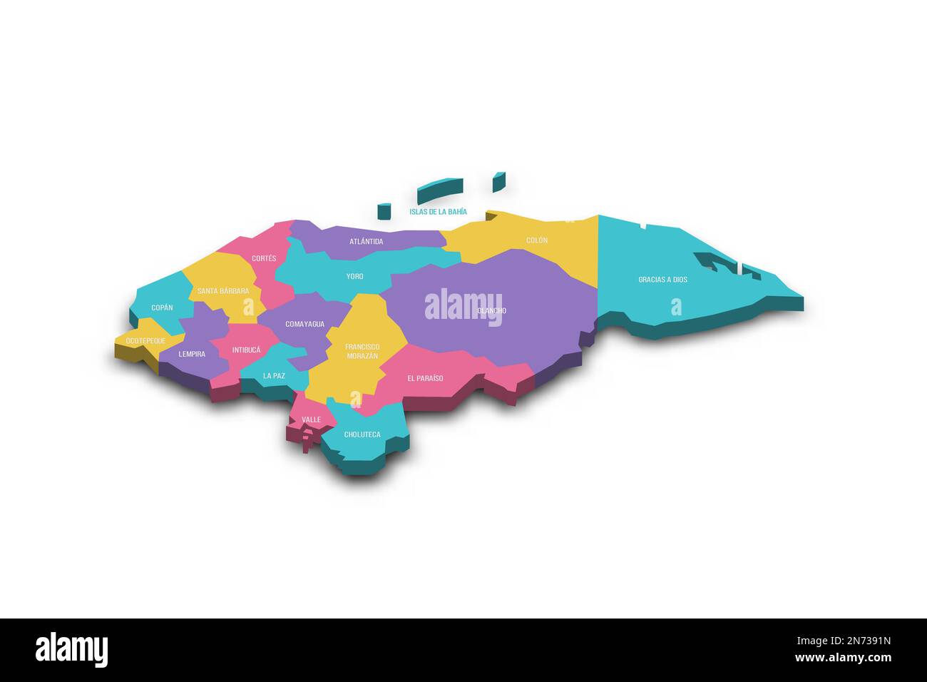 Honduras Mapa político de las divisiones administrativas