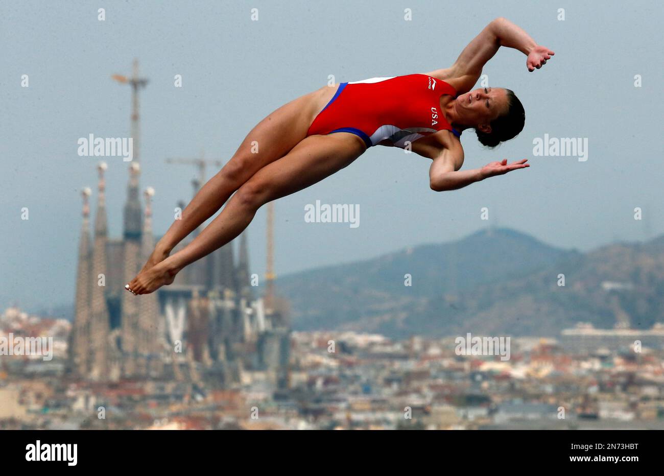 Amelia Cozad from the US performs during the women's 10meter platform