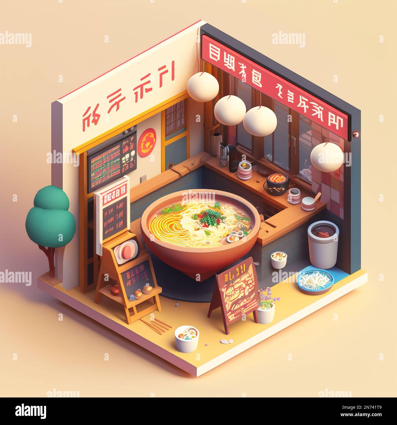 Diorama isométrico ramen tienda estilo anime. IA generativa Fotografía de  stock - Alamy