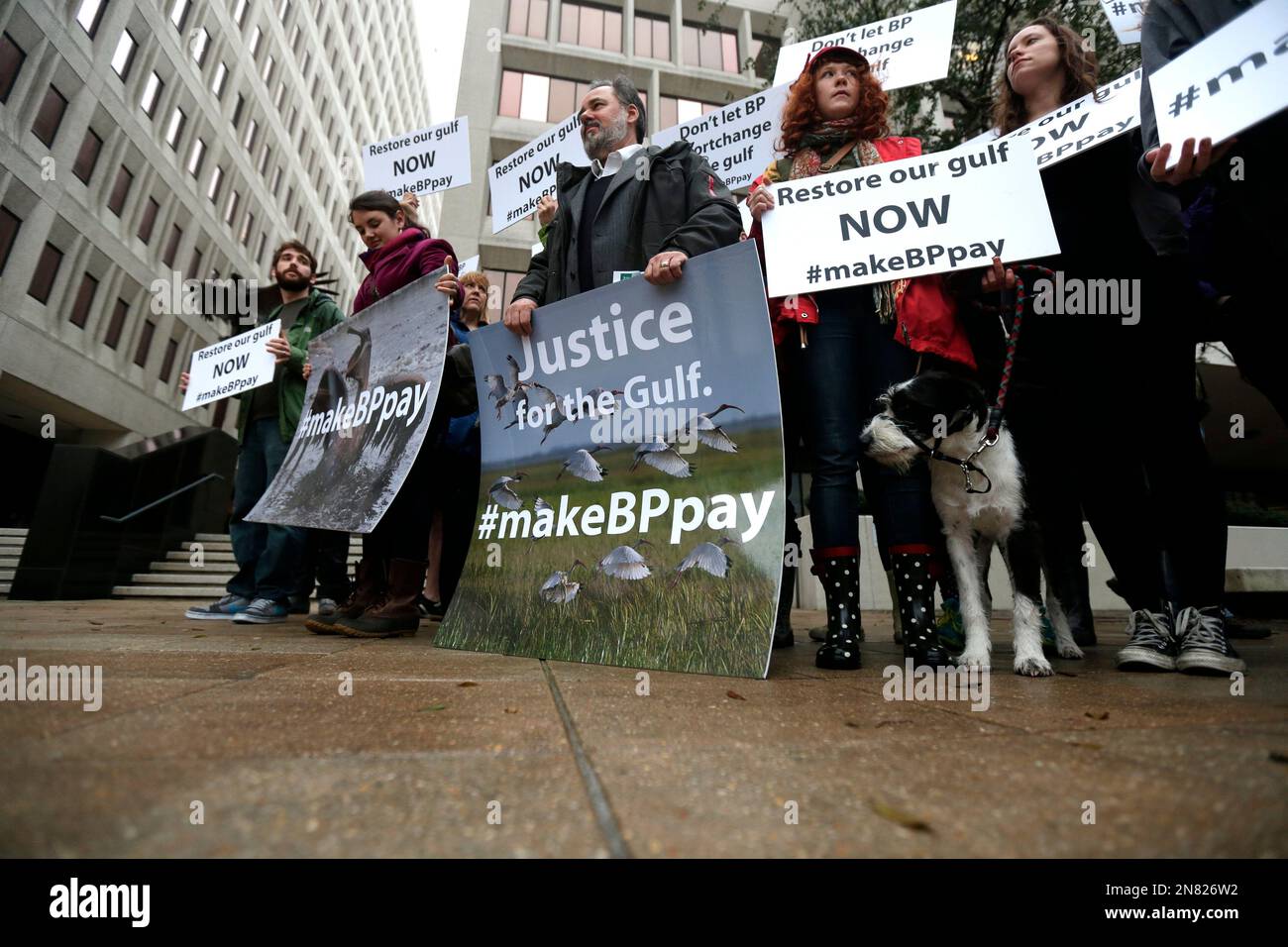 Protestors from the National Audubon Institute, the Gulf Restoration